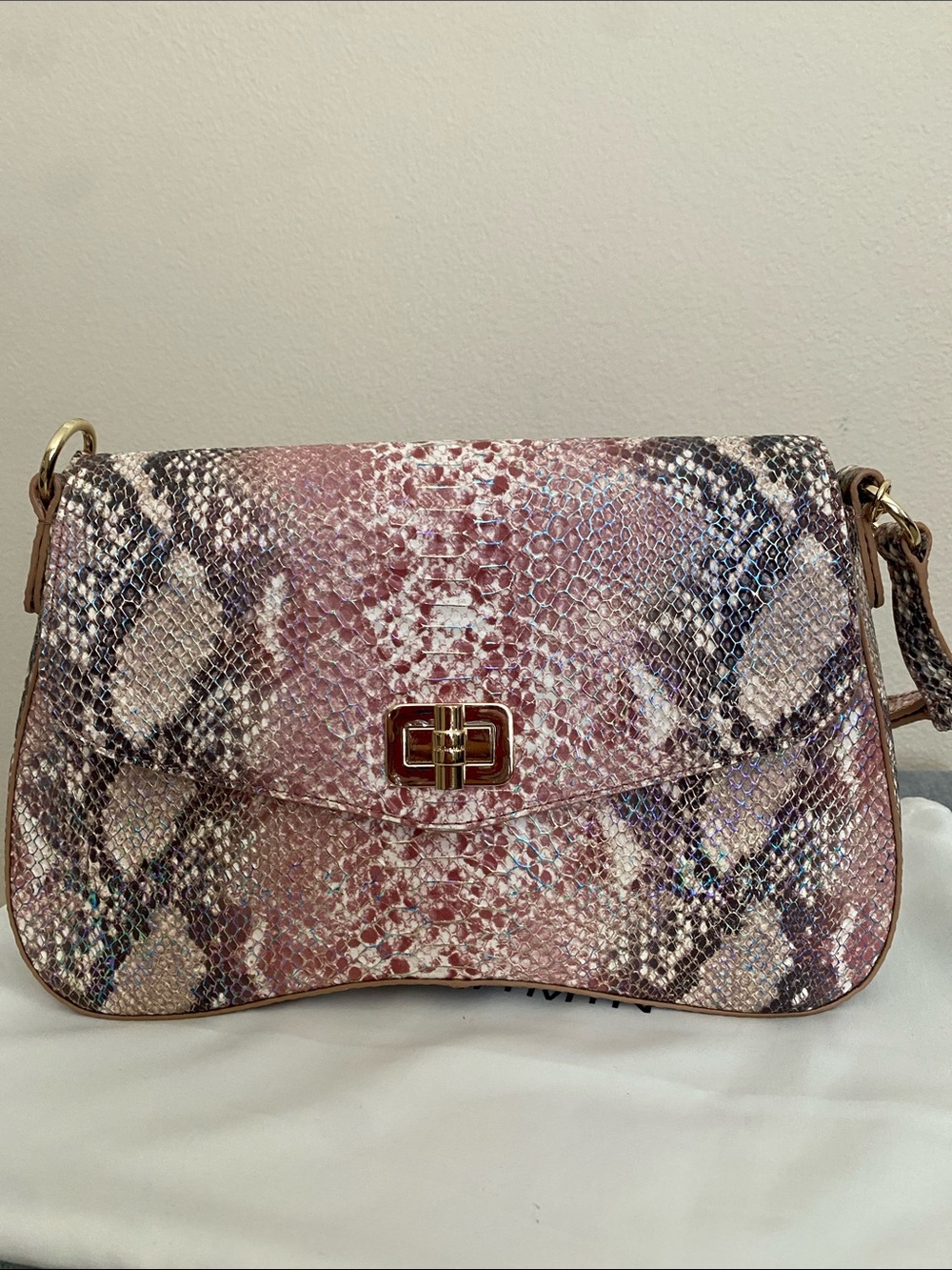 Multi Skyterra Nerida Snake-Print Crossbody Bag with Turn-Lock Closure